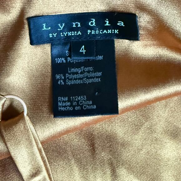 Lyndia Sequin Ornamental Cocktail Dress Brown Gold Size 4 - Picture 14 of 16